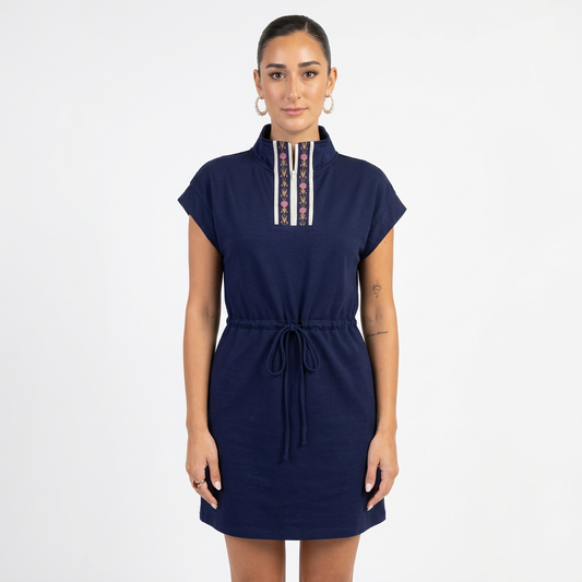 Robe à Manches Dolman Femme Udele | Détail Zip Brodé, Taille Ajustable