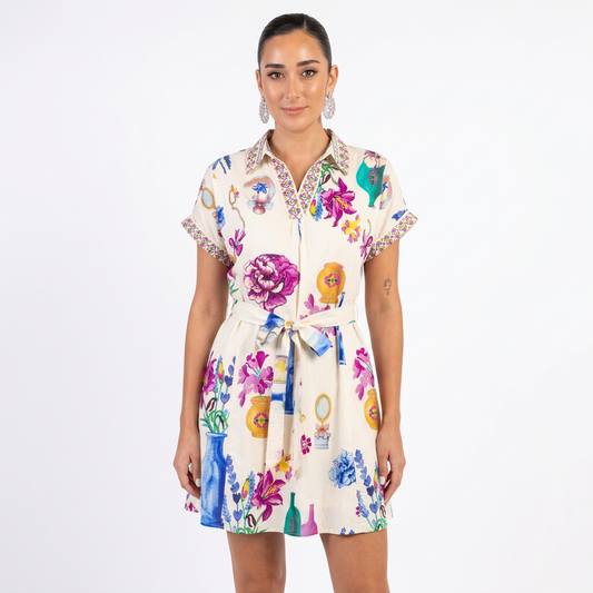 Robe Mini Femme Ulani | Imprimé Floral, Mélange de Rayonne