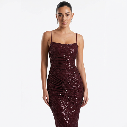 Robe cocktail pour femmes Daisy | Dos nu ajusté, maxi longue au sol