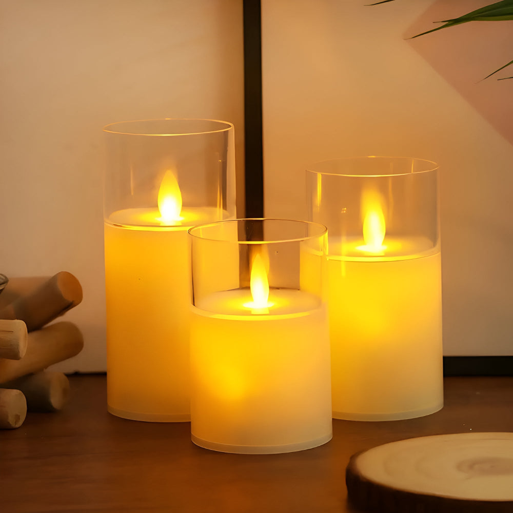 Ethereal 3D Flameless Candle Set | Realistic Flame, Timer & Dimming