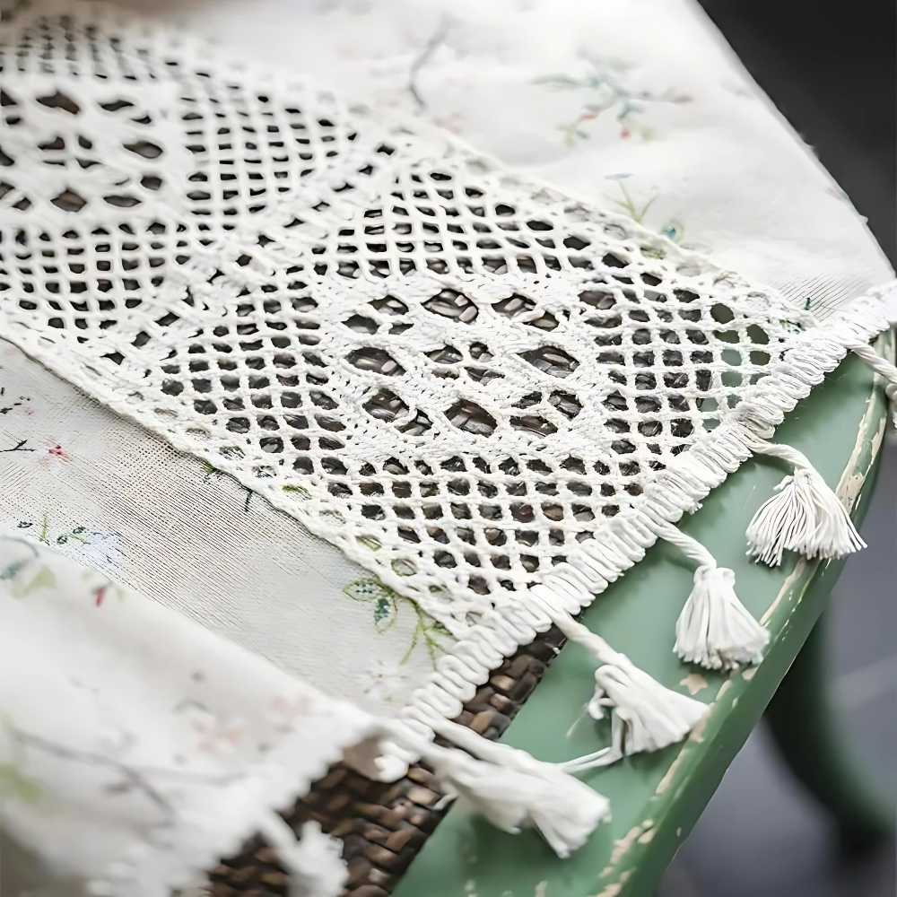 Whimsical Meadow Lace Curtain | Patchwork Lace, Semi-Blackout