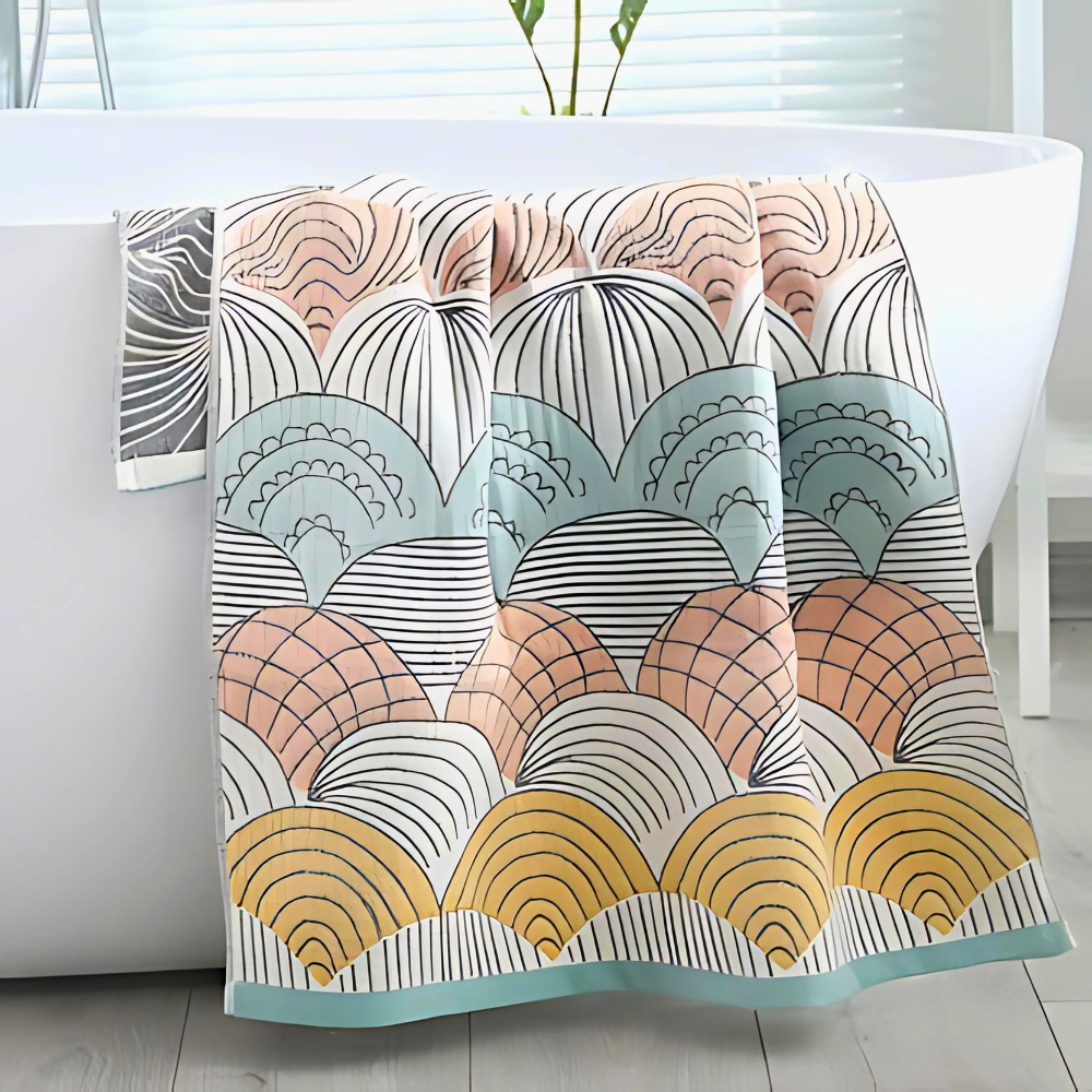 Cotton Bath Towel | Shell Jacquard Print