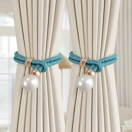 Lustrous Pearl Curtain Tie Backs | Faux Pearl, Adjustable 2-Pack