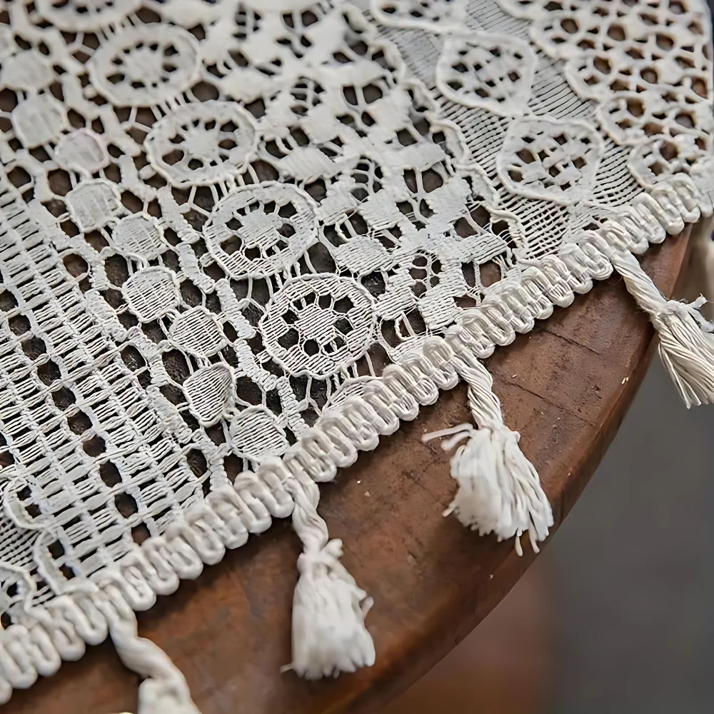Chic Bohemian Crochet Curtain | Semi-Sheer, Tassel Trim