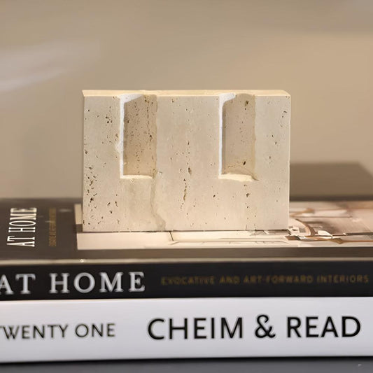 Timeless Travertine Stone Candle Stand