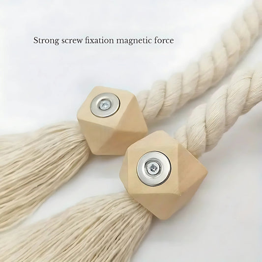 Wooden Bead Tassel Curtain Tie Backs | Handcrafted, 2-Pack