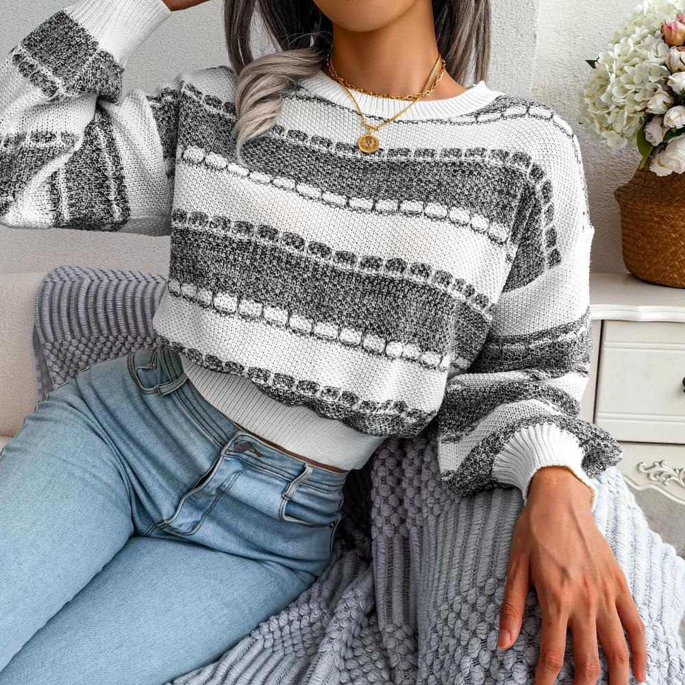 Clara Women's Striped Sweater - fabric and finish detail