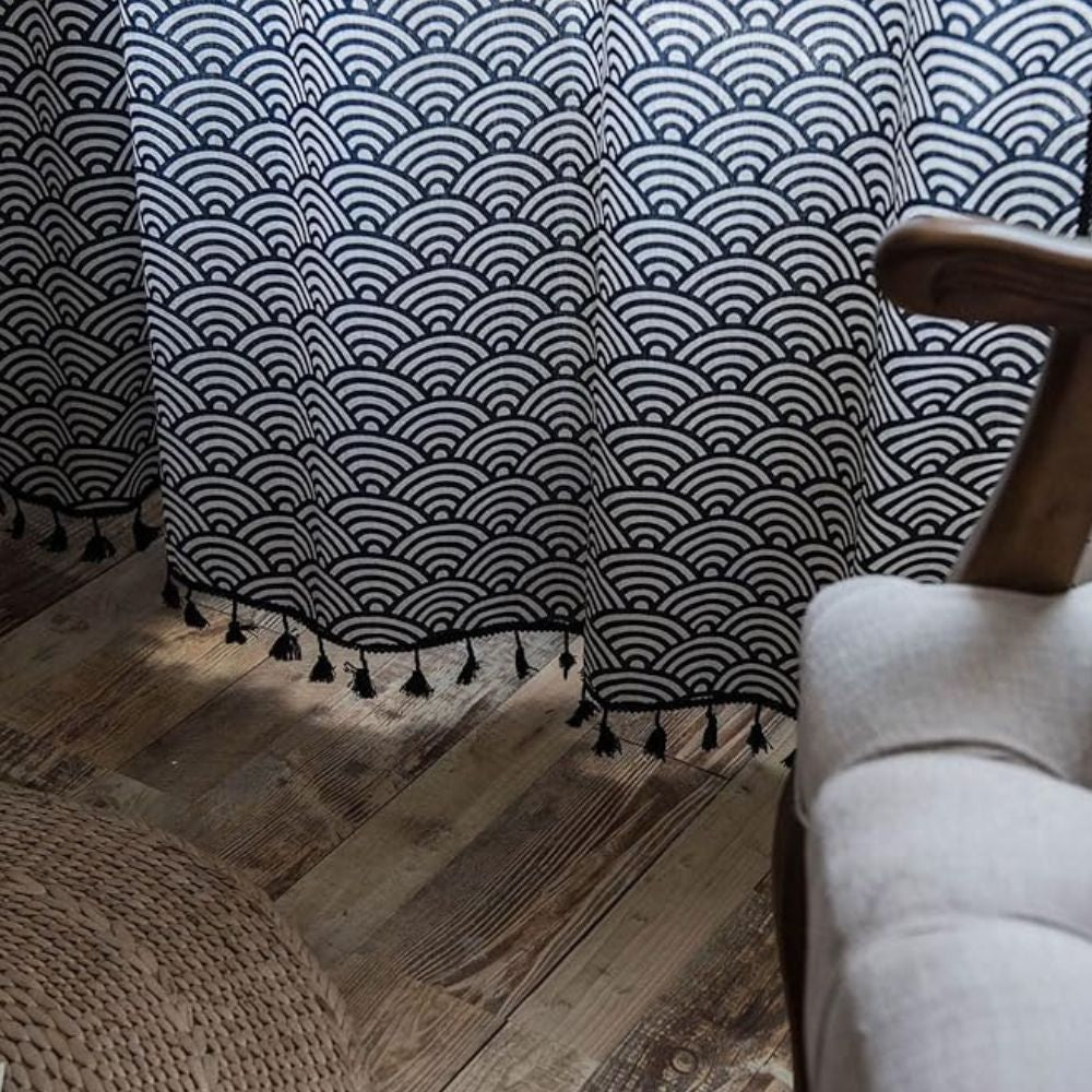 Tidal Scales Curtain | Fish-Scale Pattern, Eco Cotton