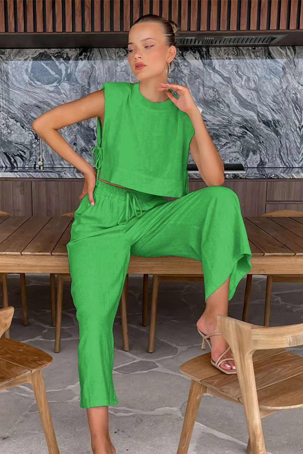 Vienna Women's Wide Leg Trousers - styled view
