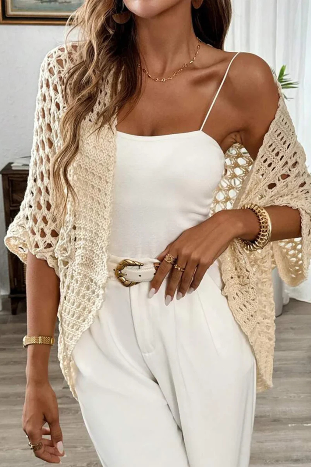 Maya Women's Crochet Cardigan - shown in use