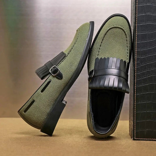 Ezra Men's Suede Loafers - styled view