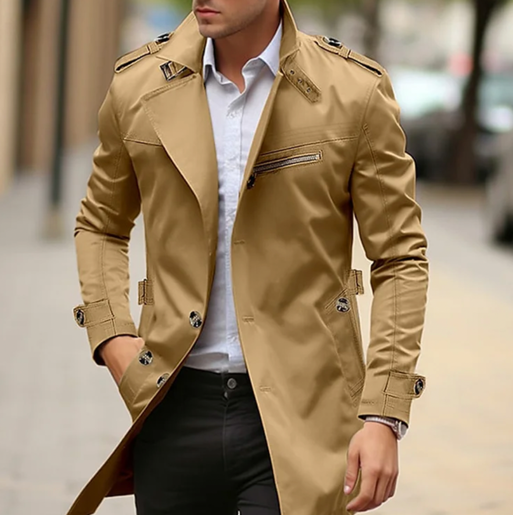 Soren Men's Trench Coat - full-length view
