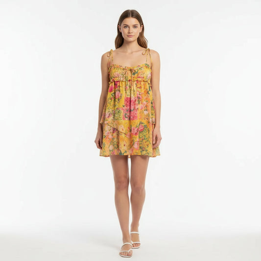 Vestido Mini para Mujeres Zelina | Chifón Floral, Tirantes de Hombro de Moda