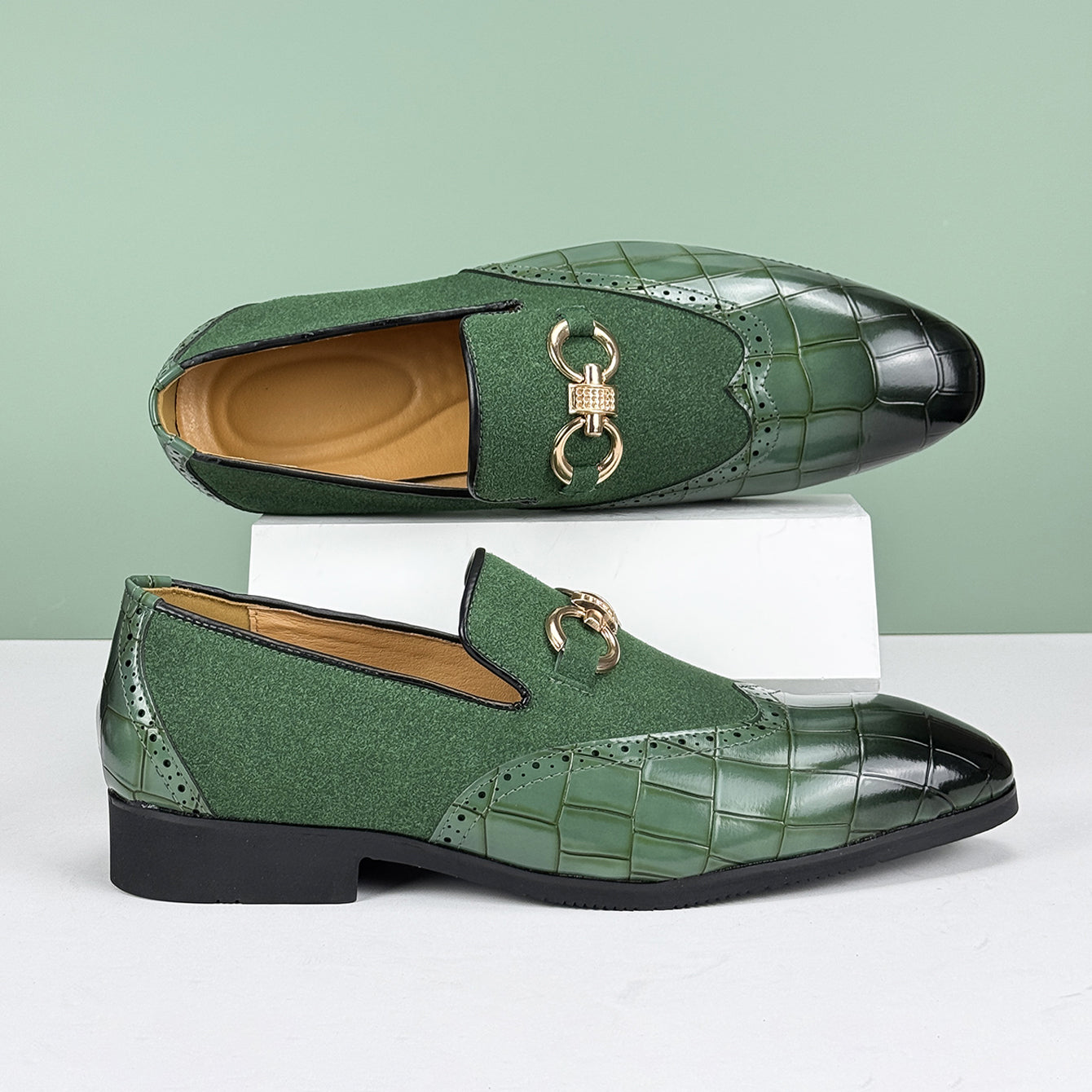 Quill Men's Block Heel Loafers - styled view