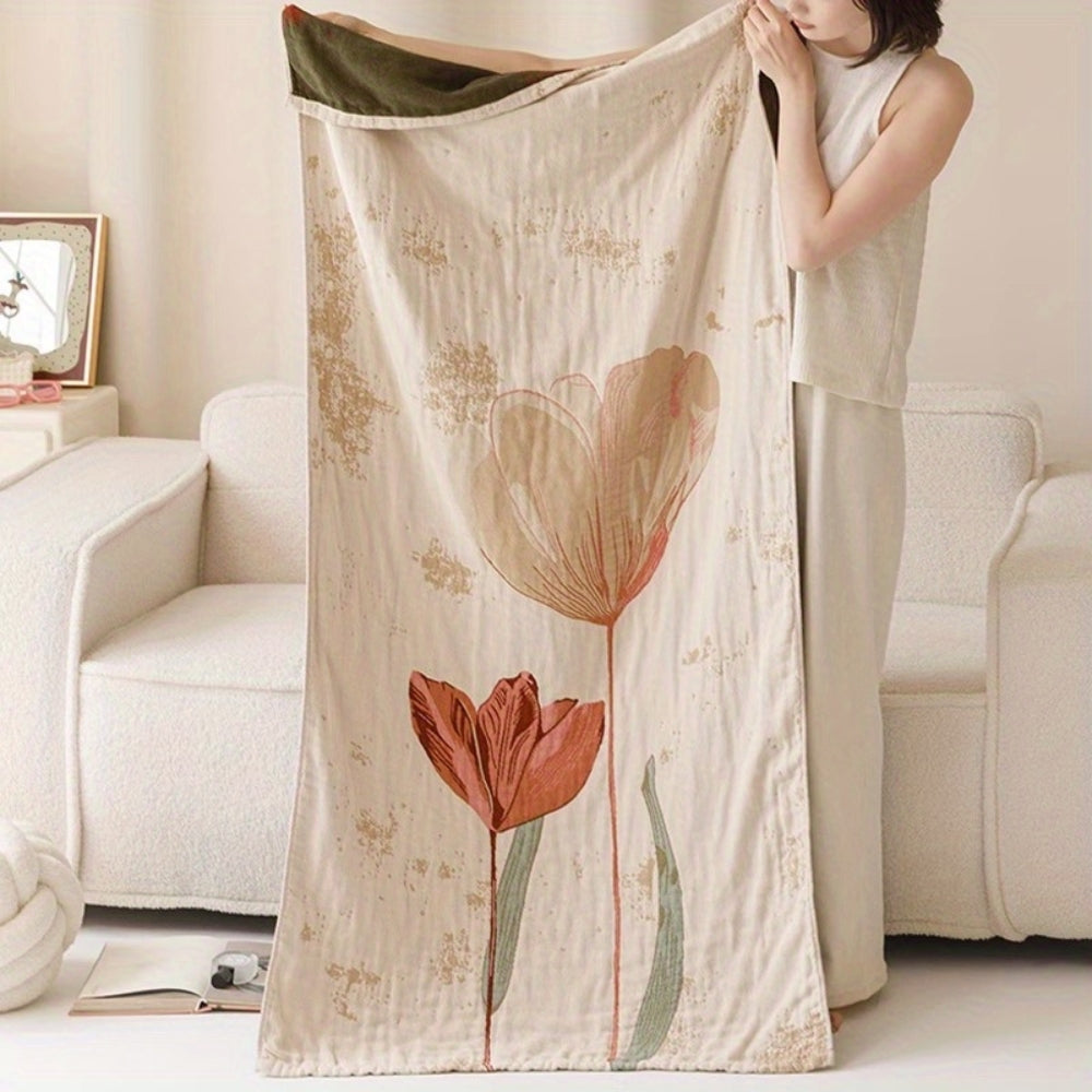 Cotton Towel Blanket | Vintage Floral, Knit