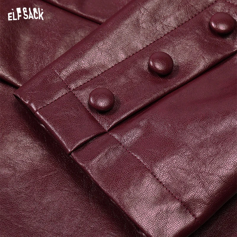 Elysia Women's Jacket | Dark Red PU Leather, Casual 5