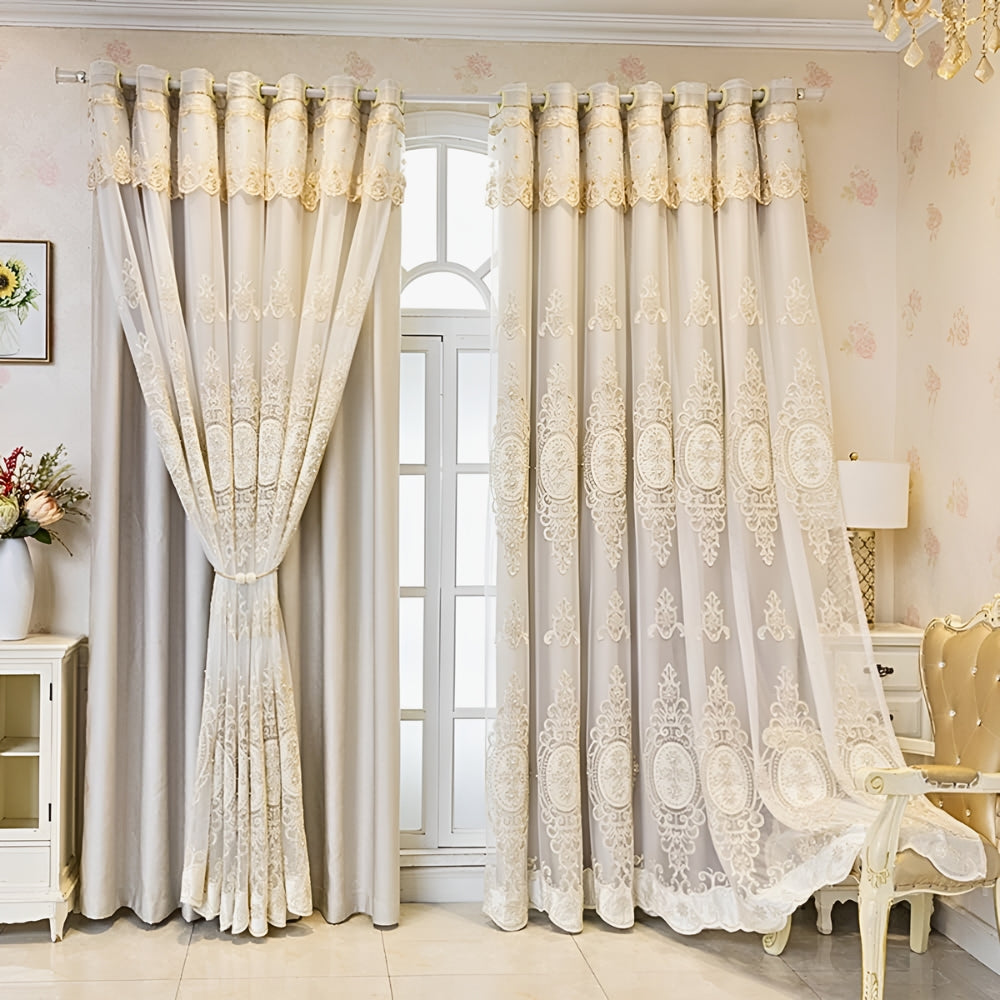 Elyvia Embroidered Sheer Lace Curtain | Tulle, Grommet Top