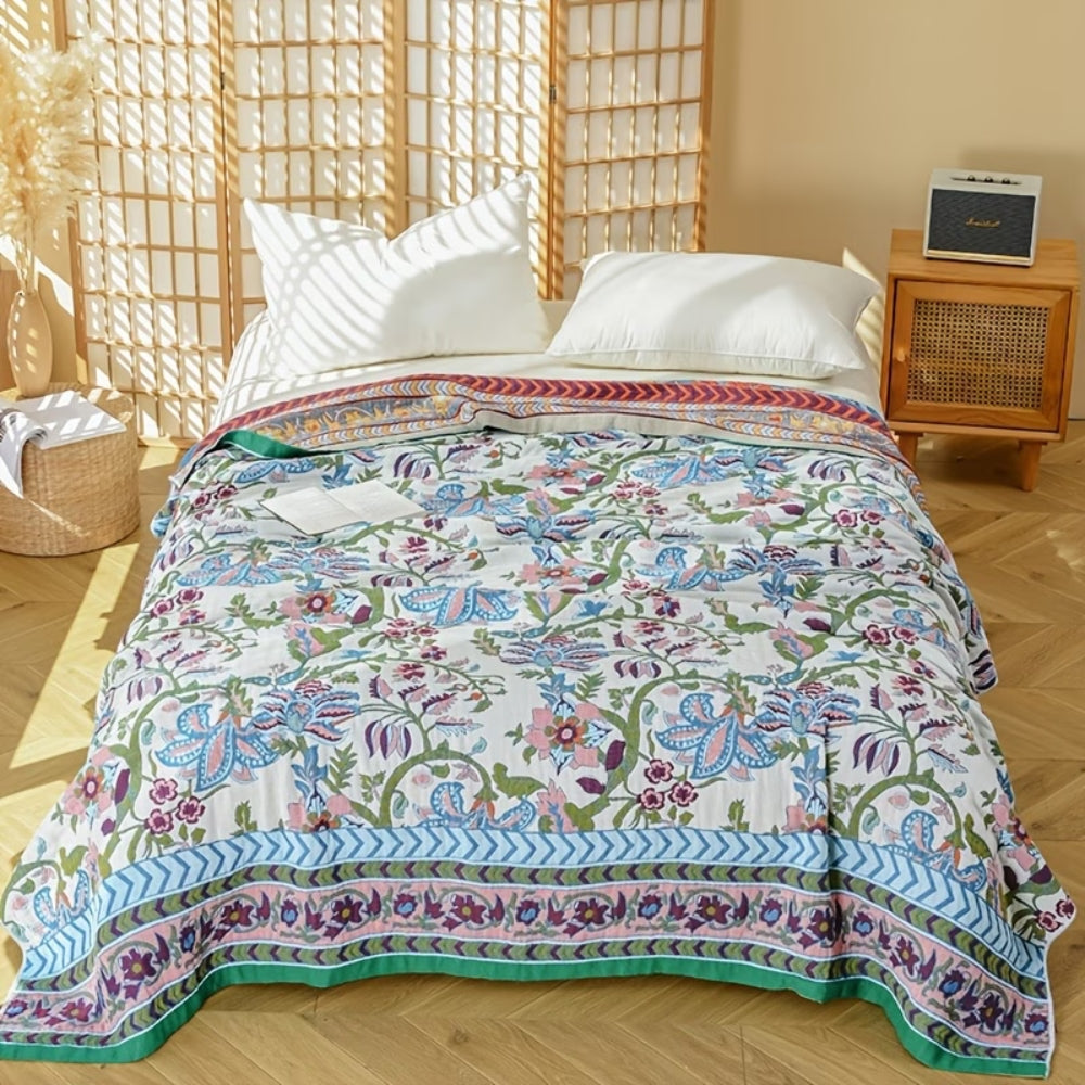 European Floral Reversible Blanket
