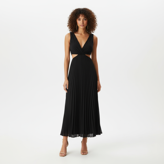 Vestido Maxi Sadie para Mujer | Escote en V Elegante, Falda Plisada