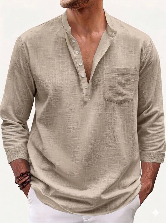 Reuben Men's Linen Shirt - styled view
