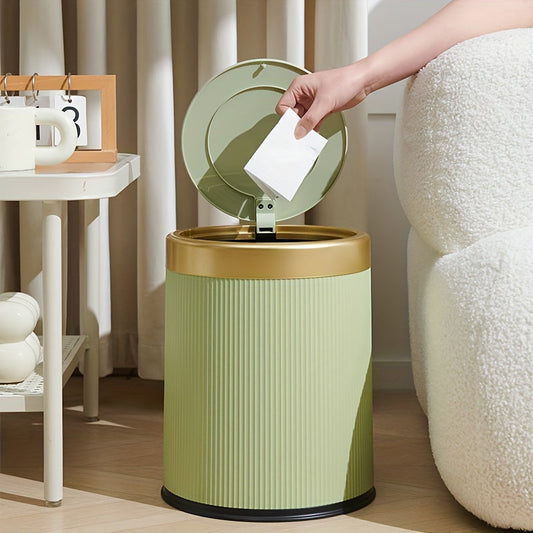 Luxury Oval Kitchen Trash Can with Press-Top Lid and Odour-Sealing Inner Bucket – Elegant Garbage Bin for Modern Homes 1