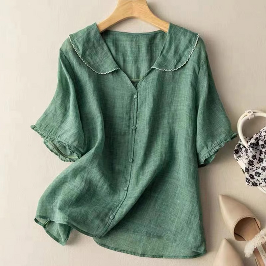 Esme Women's Linen Top - styled view