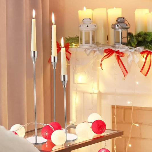 Tall Stainless Steel Candle Holders | Set of 3