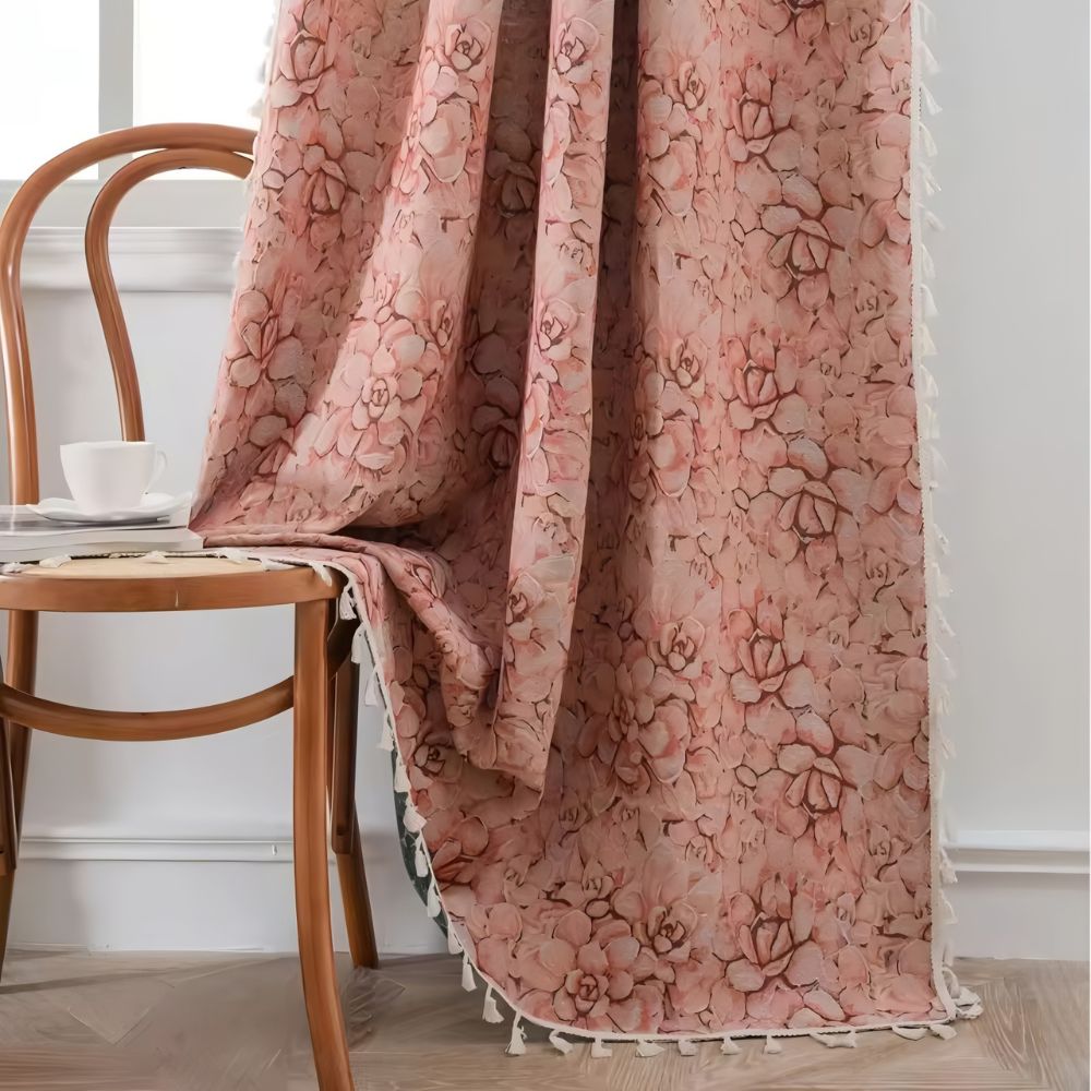 Wildflower Weave Tassel Curtain | Jacquard Fringe, Semi-Shading