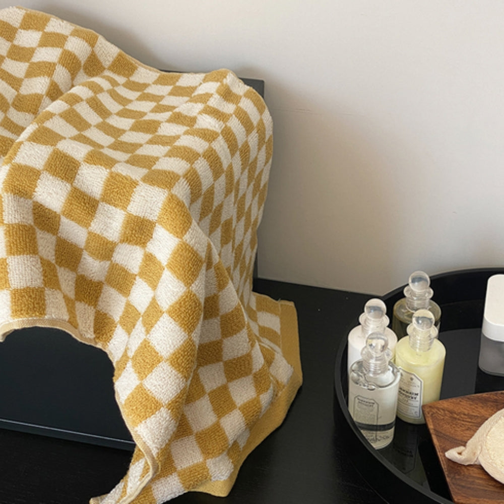 Cotton Towel | Retro Checkered, Textured