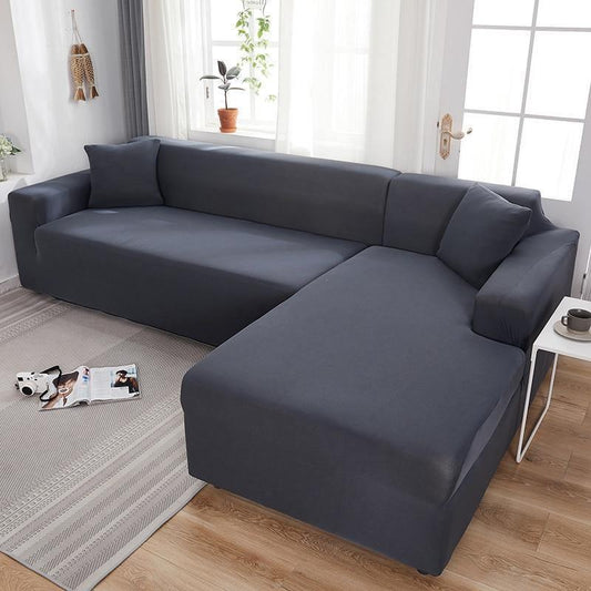 L-Shaped Clay Grey Sofa Cover