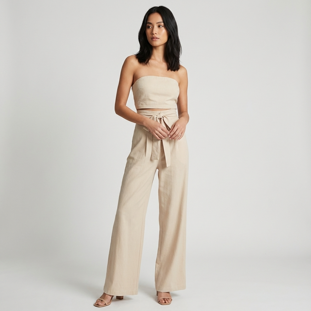 Thistle Arlena Women’s Strapless Jumpsuit | Wide Leg, Tie Waist