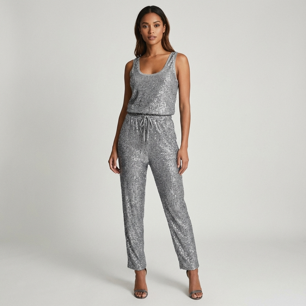 Cove Lyra Women’s Sequin Jumpsuit | Sleeveless Design, Drawstring Waist