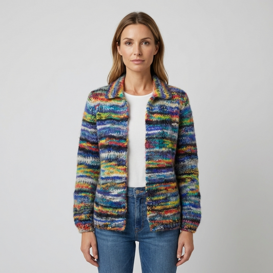 Cardigan Tricot Femme Seraphine | Ouvert, Motif Multicolore