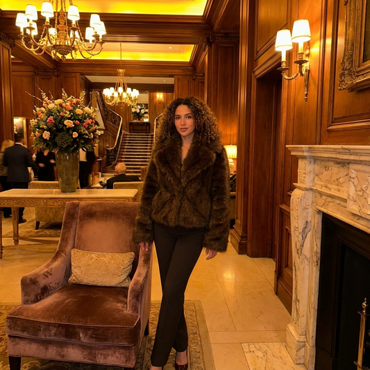 Veste en fausse fourrure pour femmes Aria | Coupe oversize, large col