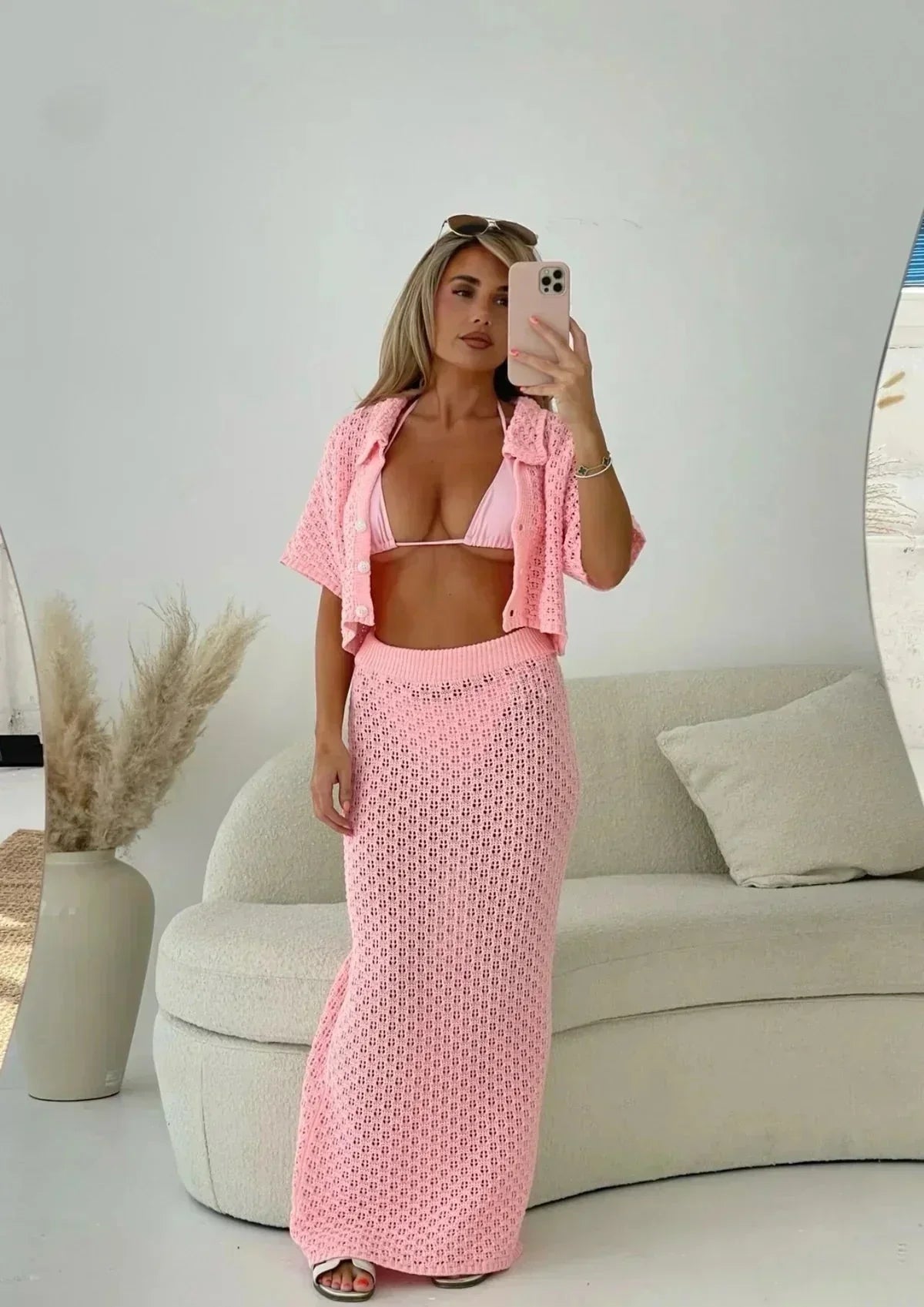 Tallulah Women's Crochet Two-piece Set - flat lay