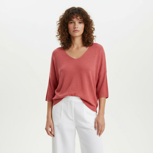 Top Femme Vera | Coupe Décontractée à Col V, Top Casual pour Sortir