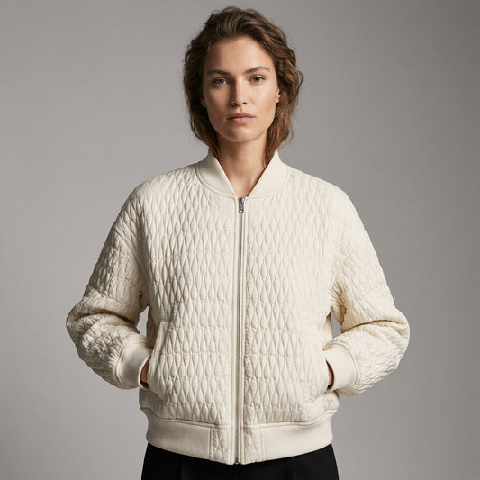 Bomber matelassé pour femmes Demi | Motif losanges, col et poignets côtelés