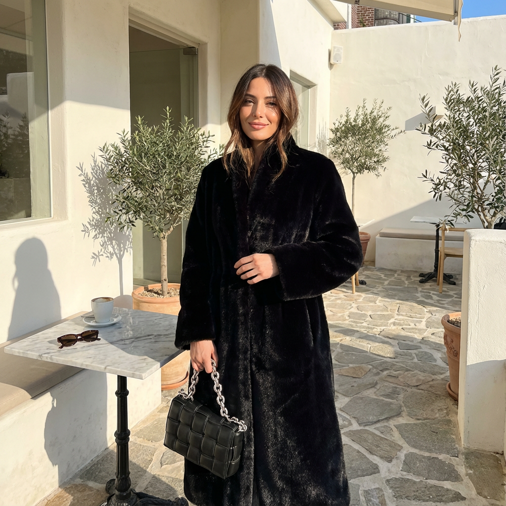 Fern Luna Women's Faux Mink Fur Coat | Thick & Warm, Elegant Winter Coat