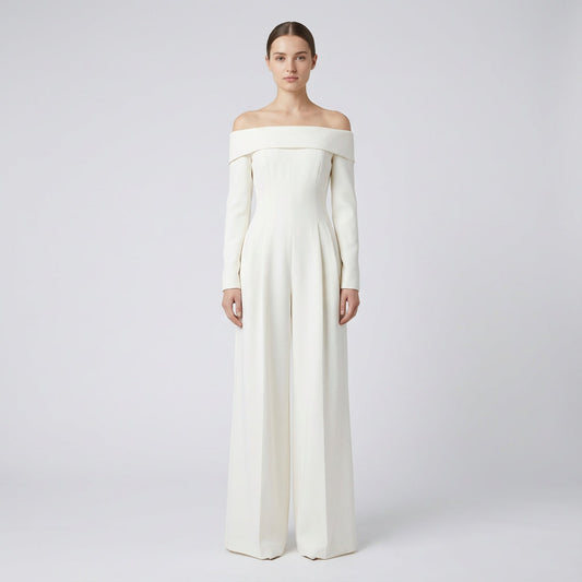 Mono de Viola para mujer | Escote doblado de un solo hombro, Silueta de pierna ancha