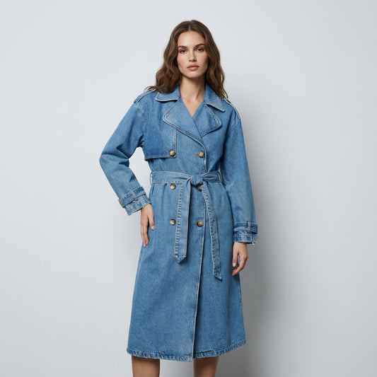 Trench-Coat en Jean Femme Jenera | Coupe Oversize, Double Boutonnage