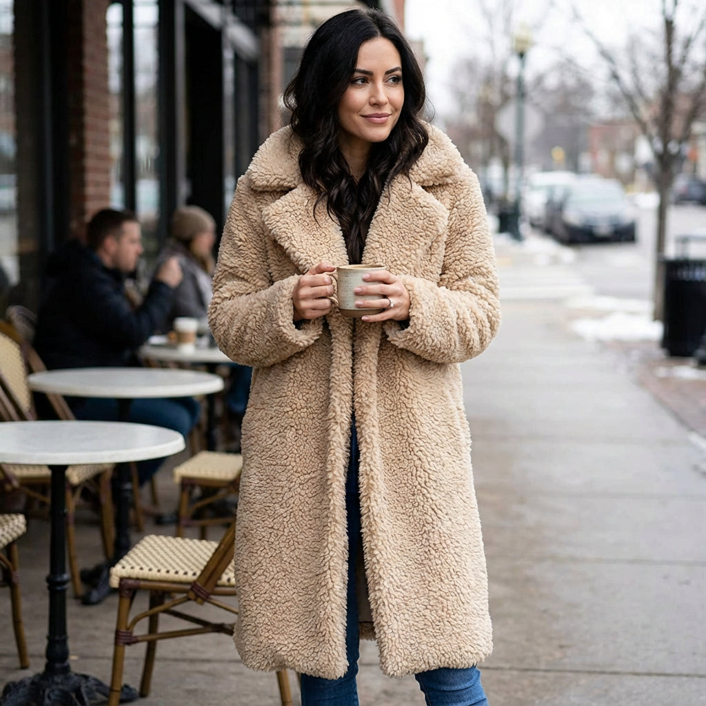 Manteau d’Hiver Femme Teddy | Coupe Oversize, Tissu Pelucheux Teddy