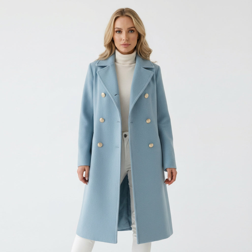 Trench-Coat Femme Renee | Croisé avec Boutons Dorés, Design Long Élégant