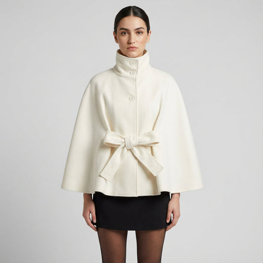 Veste cape à col haut pour femmes Elowen | Taille ceinturée, silhouette cape