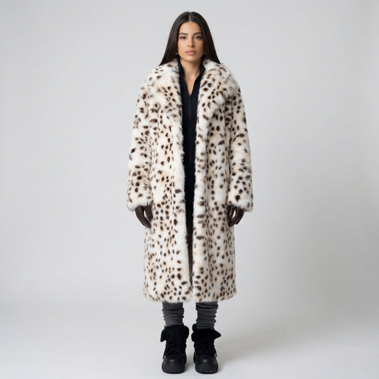 Manteau en fausse fourrure pour femmes Nina | Imprimé léopard, mode hivernale