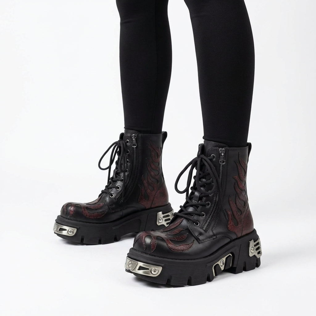 Bottes Courtes Épaisses Femme Virex | Plateforme Métallique, Lacets