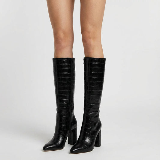 Bottes à talons hauts pour femmes Tessa | Texture croco, luxe moderne