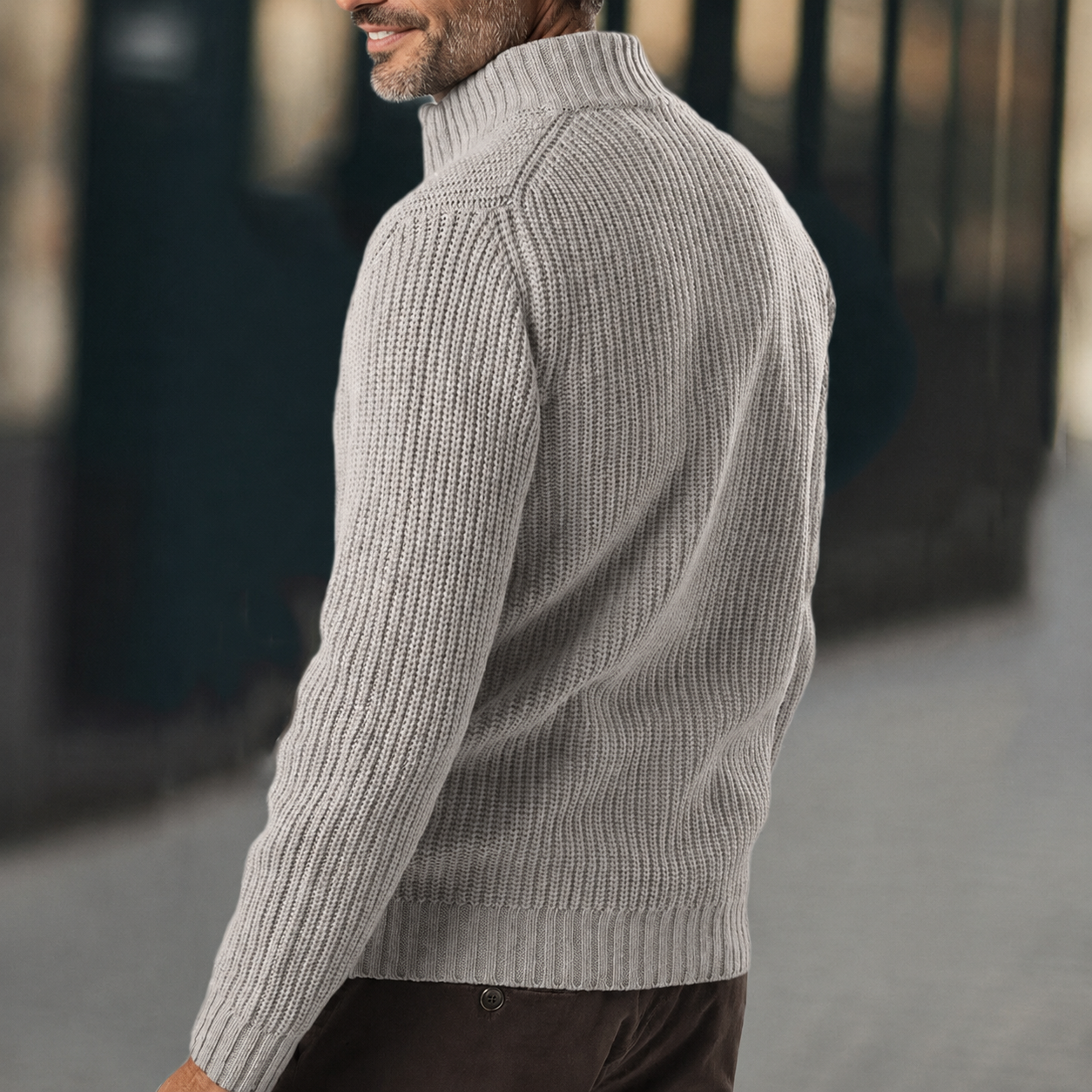 Ambrose Men's Ribbed Knit Sweater - styled view