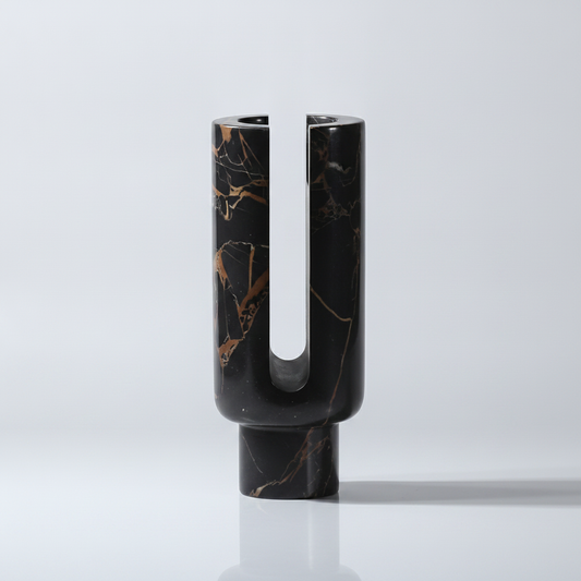 Eclipse Marble Candle Holder Obsidian Black studio packshot