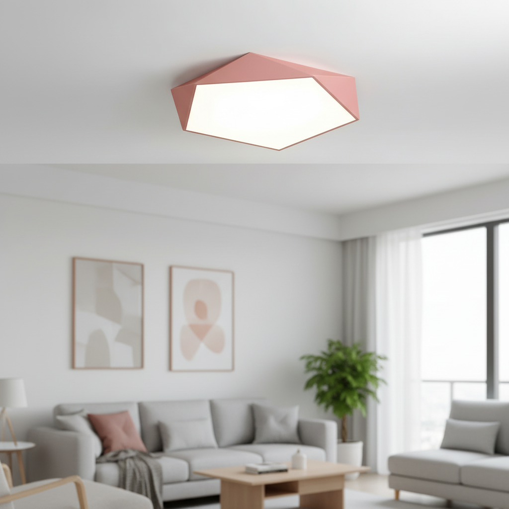 Geometra flush mount ceiling light - lifestyle, mounted on modern living room ceiling
