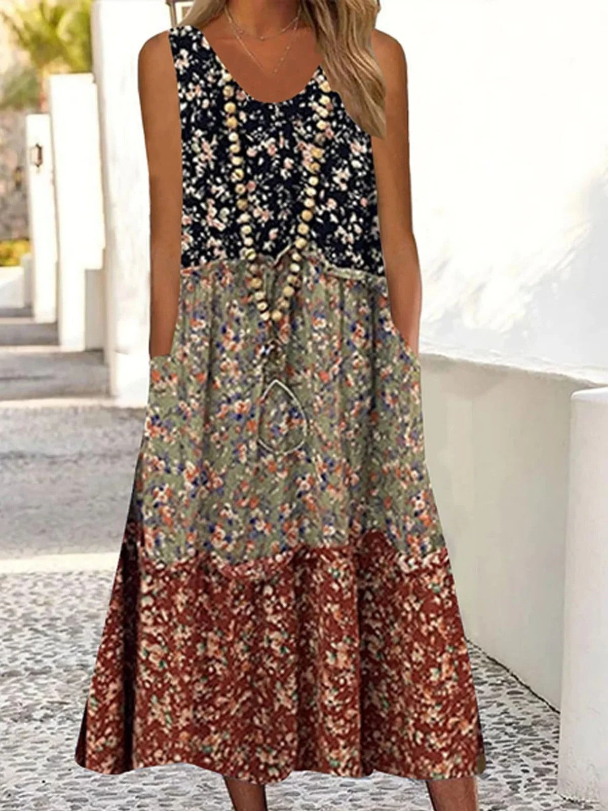Saskia Women's Printed Midi Dress - front view